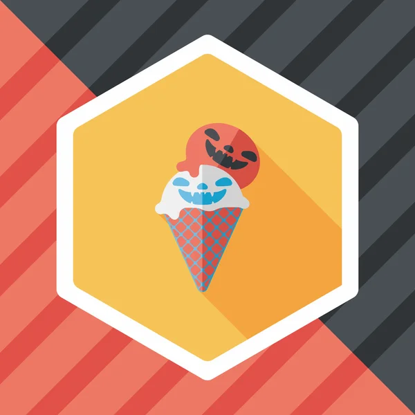 Icône plate de crème glacée Halloween avec ombre longue, eps10 — Image vectorielle