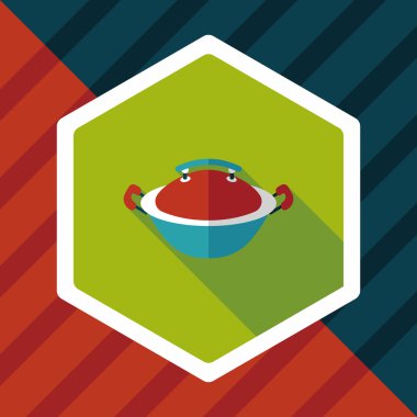 Uzun Gölge, eps10 ile mutfak eşyaları pot düz simgesi