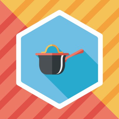 Uzun Gölge, eps10 ile mutfak eşyaları pot düz simgesi