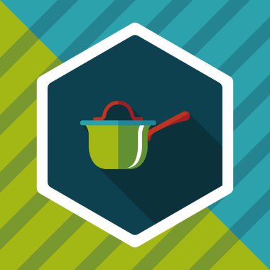 Uzun Gölge, eps10 ile mutfak eşyaları pot düz simgesi