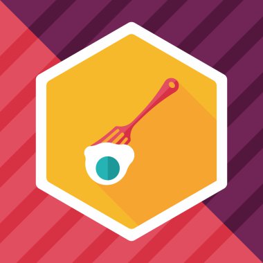 Uzun Gölge, eps10 ile mutfak eşyaları çatal ve yumurta düz simgesi