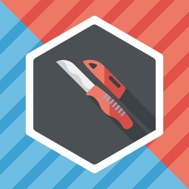 Uzun Gölge, eps10 ile mutfak eşyaları meyve bıçağı düz simgesi