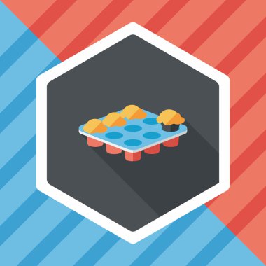 pişirme plaka düz simgesi ile uzun gölge, eps10 mutfak eşyaları