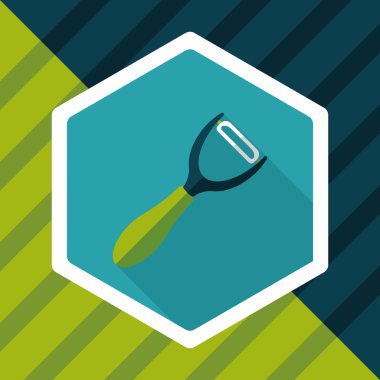 Uzun Gölge, eps10 ile mutfak eşyaları Soyucu düz simgesi