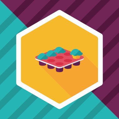 pişirme plaka düz simgesi ile uzun gölge, eps10 mutfak eşyaları