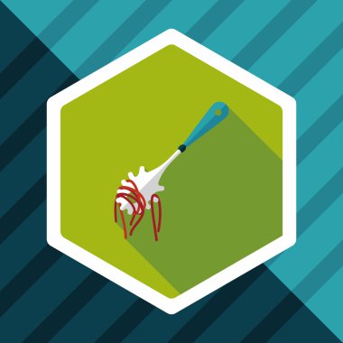 Uzun Gölge, eps10 ile mutfak eşyaları spagetti kaşığı düz simgesi