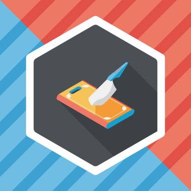 uzun gölge ile yönetim kurulu ve bıçak düz simgesi doğrama mutfak eşyaları,