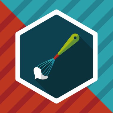 Uzun Gölge, eps10 ile mutfak eşyaları çırpıcı düz simgesi