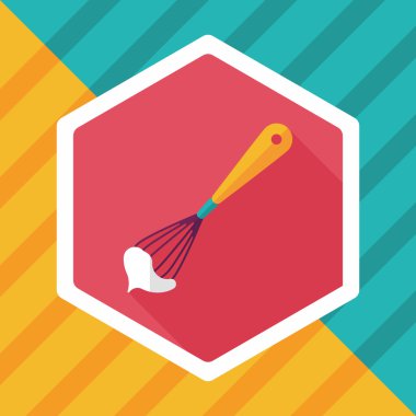 Uzun Gölge, eps10 ile mutfak eşyaları çırpıcı düz simgesi