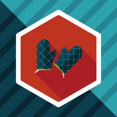 mutfak fırın eldiveni uzun gölge, eps10 simgesiyle düz