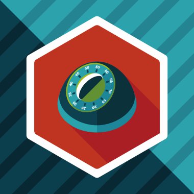 Uzun Gölge, eps10 ile mutfak eşyaları Zamanlayıcı düz simgesi