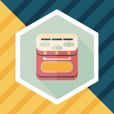 fırın düz simgesi ile uzun gölge, eps10 ile mutfak eşyaları gaz sobası