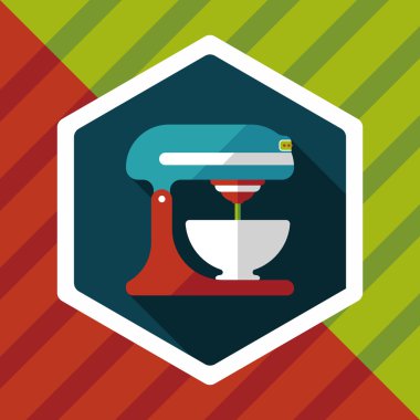 Uzun Gölge, eps10 ile mutfak eşyaları elektronik çırpıcı düz simgesi