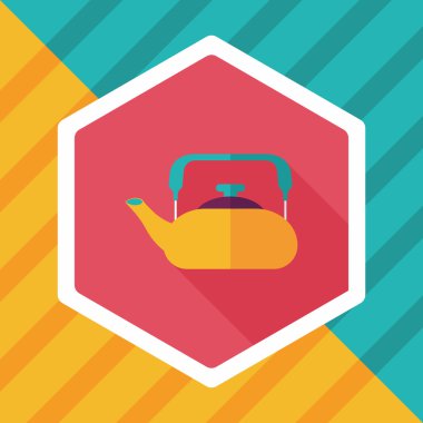 Uzun Gölge, eps10 ile mutfak eşyaları çay potu düz simgesi