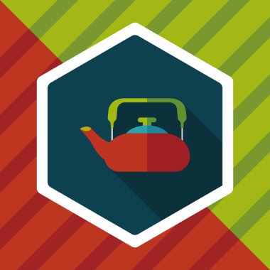 Uzun Gölge, eps10 ile mutfak eşyaları çay potu düz simgesi