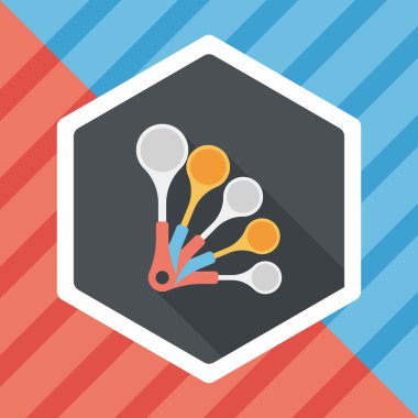 Uzun Gölge, eps10 ile mutfak eşyaları kaşık düz simgesi