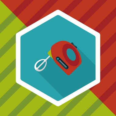 Uzun Gölge, eps10 ile mutfak eşyaları elektronik çırpıcı düz simgesi