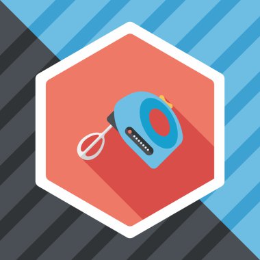 Uzun Gölge, eps10 ile mutfak eşyaları elektronik çırpıcı düz simgesi