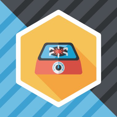 Mutfak gaz soba düz simgesiyle uzun gölge, eps10