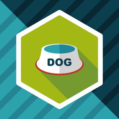 Uzun Gölge, eps10 ile evde beslenen hayvan köpek kase düz simgesi