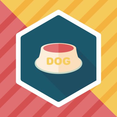 Uzun Gölge, eps10 ile evde beslenen hayvan köpek kase düz simgesi