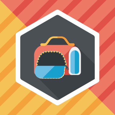 Evde beslenen hayvan köpek seyahat kafes düz simgesiyle uzun gölge, eps10