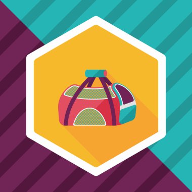 Evde beslenen hayvan köpek seyahat kafes düz simgesiyle uzun gölge, eps10