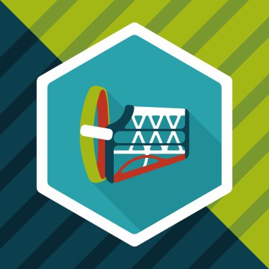 Evde beslenen hayvan köpek ağız kapak düz simgesiyle uzun gölge, eps10