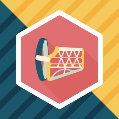 Evde beslenen hayvan köpek ağız kapak düz simgesiyle uzun gölge, eps10