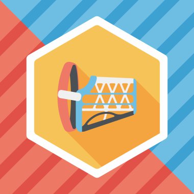 Evde beslenen hayvan köpek ağız kapak düz simgesiyle uzun gölge, eps10