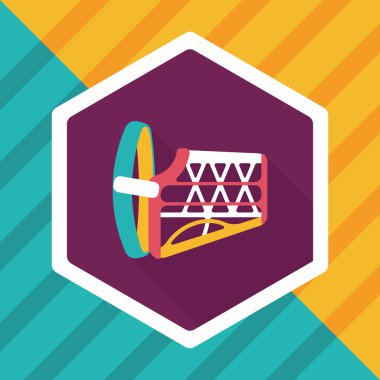 Evde beslenen hayvan köpek ağız kapak düz simgesiyle uzun gölge, eps10