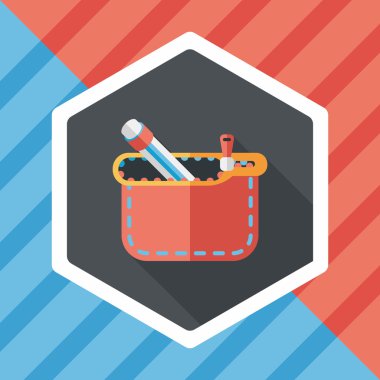 긴 그림자, eps10와 함께 연필 상자 플랫 아이콘