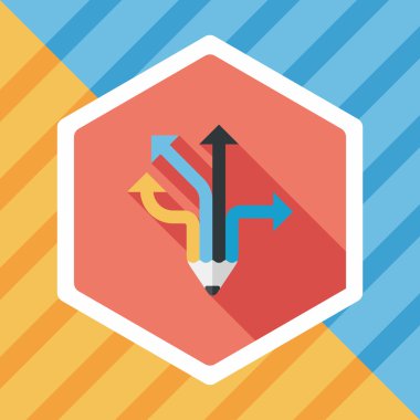 kalem şerit ok düz simgesi ile uzun gölge, eps10