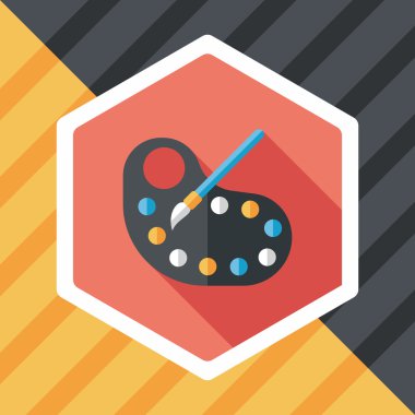 Resim paleti uzun gölge, eps 10 ile boya fırçası düz simgesi ile