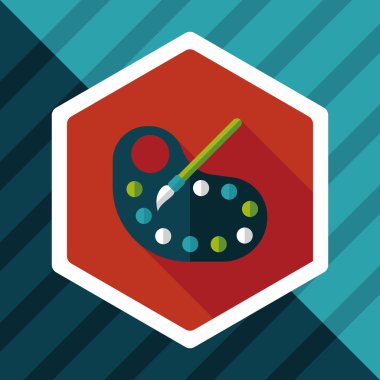 Resim paleti uzun gölge, eps 10 ile boya fırçası düz simgesi ile