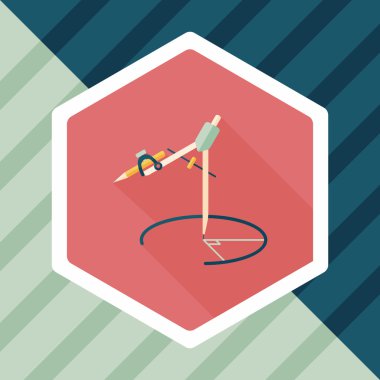 Pusula kalem düz simgesi ile uzun gölge, eps10