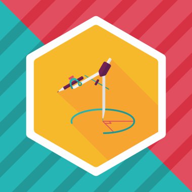 Pusula kalem düz simgesi ile uzun gölge, eps10