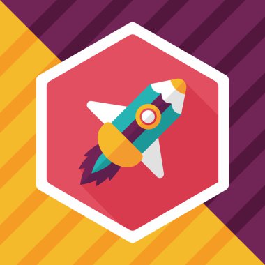 kalem roket düz simgesi ile uzun gölge, eps10