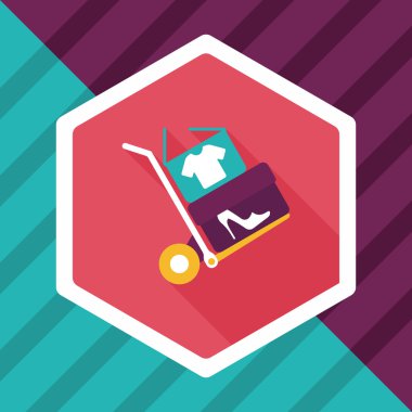 alışveriş arabası düz simgesi uzun gölge, eps10 ile işleme