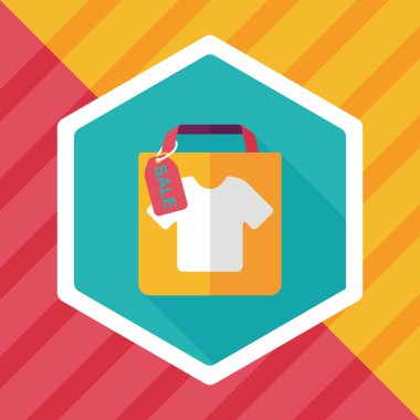 kağıt çanta düz simgesi uzun gölge, eps1 ile alışveriş