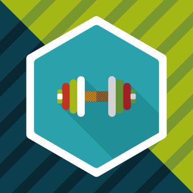 Dumbbell düz simgesi ile uzun gölge, eps10