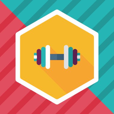 Dumbbell düz simgesi ile uzun gölge, eps10