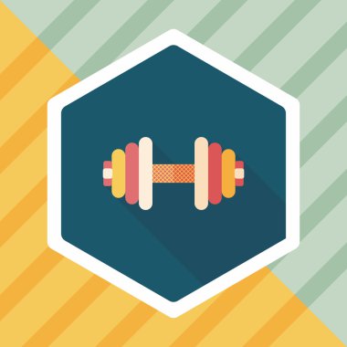 Dumbbell düz simgesi ile uzun gölge, eps10