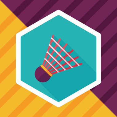 Badminton topu uzun gölge, eps10 düz simgesiyle