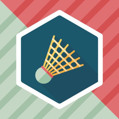 Badminton topu uzun gölge, eps10 düz simgesiyle
