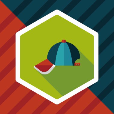 beyzbol kap düz simgesi ile uzun gölge, eps10