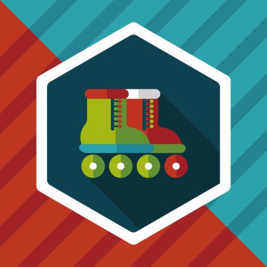 uzun gölge ile paten düz simgesi