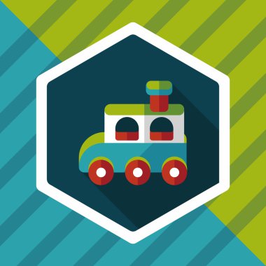 Tren oyuncak uzun gölge, eps 10 düz simgesiyle