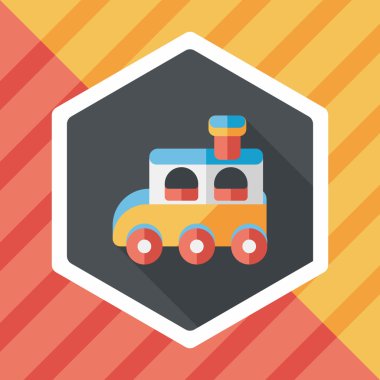 Tren oyuncak uzun gölge, eps 10 düz simgesiyle