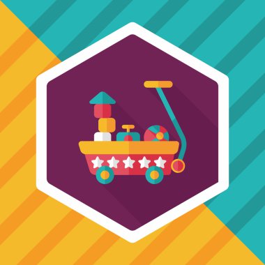 oyuncak sepeti düz simgesi ile uzun gölge, eps10